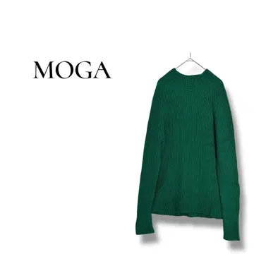 [ 모가 ] L 리브 니트 스웨터 긴팔 그린 긴팔 니트 울 100%