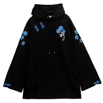 LISTEN FLAVOR 우아한 장미 차이나 후드티 파랑