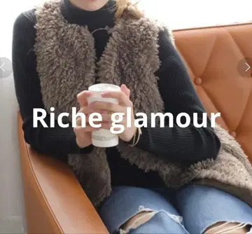 새상품 Riche glamour 퍼 베스트 M 그레이지