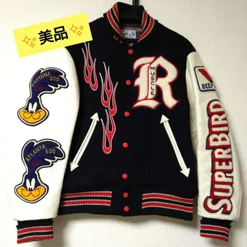 [새상품급] 화이츠빌 소매 가죽 바시티 자켓 로드 러너 풀 데코 38M