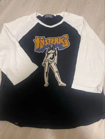 HYSTERIC 7부 소매 티셔츠 L 블랙/화이트