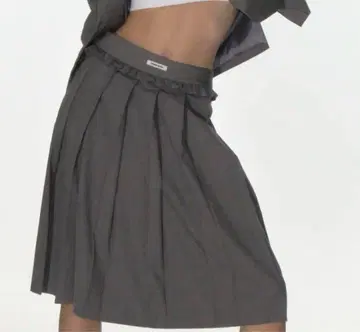( G ) I-DLE 착용 CRANK 프릴 플리츠 미디 스커트