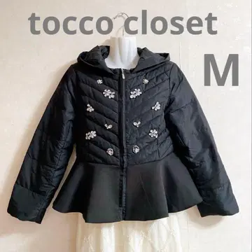 tocco closet 반짝이는 비쥬 장식 다운 자켓 블랙