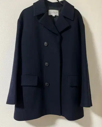 새상품급 TOMORROWLAND 네이비 울 미들 코트 40