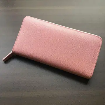 [ 고급! ] 천연 가죽 사피아노 가죽 장지갑 라운드 지퍼 라이트 핑크