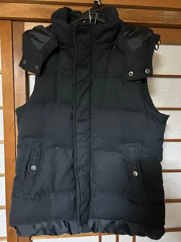 RAGEBLUE 블랙 후드 부착 다운 베스트