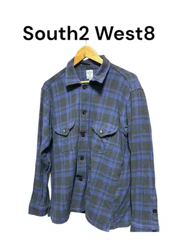 South2 West8 파랑 블랙 체크 플란넬 셔츠 팬츠 세트