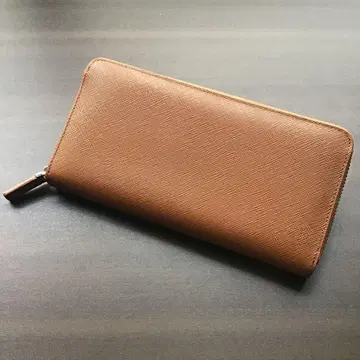 [ 고급! ] 천연 가죽 사피아노 가죽 장지갑 라운드 지퍼 브라운 브라운