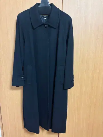 soen made 블랙 캐시미어 100% 롱 코트 어깨 패드 여성용