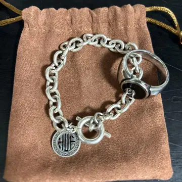 HUF 실버 체인 팔찌와 반지 세트