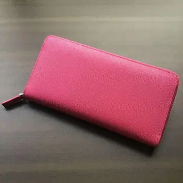 [ 고급! ] 천연 가죽 사피아노 가죽 장지갑 라운드 지퍼 로즈 핑크