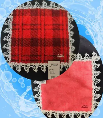 요코하마 긴자와 레이스점 타월 손수건 Kalita 체크2 코랄 핑크