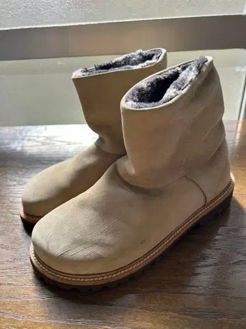 이탈리아제 핸드메이드 가죽 숏부츠 퍼 포함