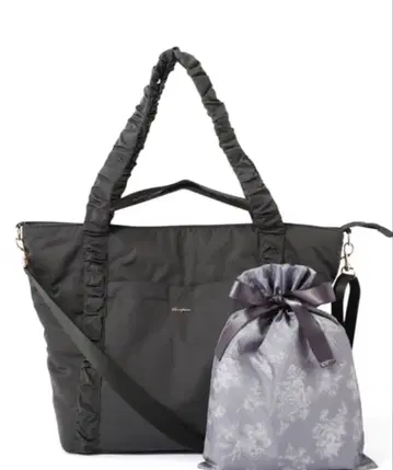 Francfranc 클래식 플라워 트래블 백 다크 그레이