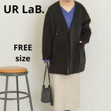 UR LaB. 어반 리서치 라보 V넥 오버 미들 기장 코트 블랙