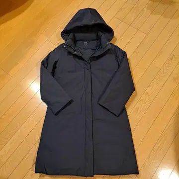 UNIQLO 후드 부착 다운 롱 M 네이비