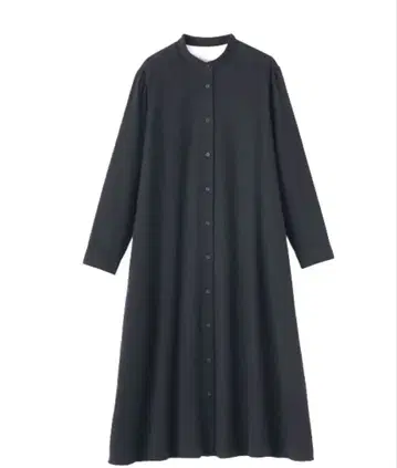 무인양품 양면 기모 플란넬 스탠드 카라 긴팔 원피스 다크 네이비.L
