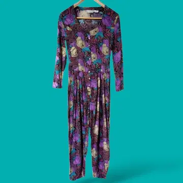 레트로 꽃무늬 점프수트 개성파 빈티지 올인원 인도산