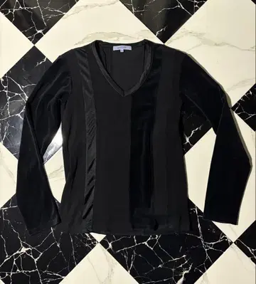 다크웨어 이소재 믹스 긴팔 티셔츠 블랙