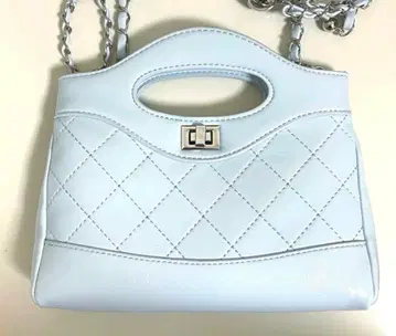퀼팅 체인백 2way 라이트 블루 숄더 핸드백