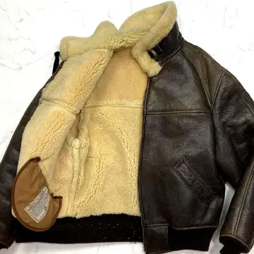 AVIREX B-6 무스탕 플라이트 자켓 천연 가죽 램 가죽 보아 38