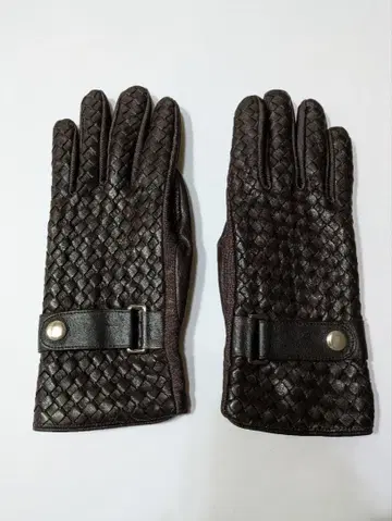 Gloves Fratelli FORINO 뜨개질 가죽 장갑 다크 브라운