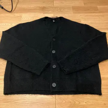 H&M 루즈핏 퍼지 가디건 L 블랙