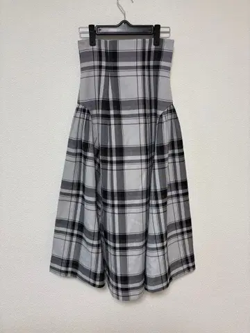 스나이델 SNIDEL 하이웨스트 플레어 스커트 체크 롱 그레이