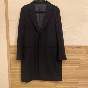 UNITED ARROWS 메리노울 체스터 코트 네이비