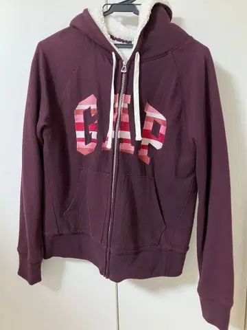 GAP 퍼플 집업 후드티 보아 안감