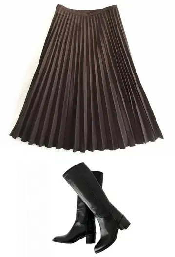 미사용품 플리츠 스커트 M 브라운 일본제 백화점에서 구매