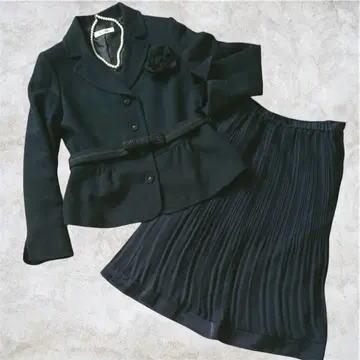 새상품급 포멀 슈트 쉬폰 플리츠 스커트 세트 블랙 11호