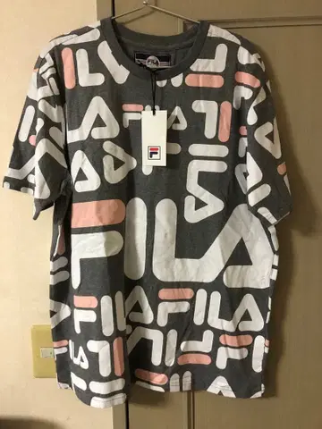 FILA 로고 패턴 T셔츠 그레이