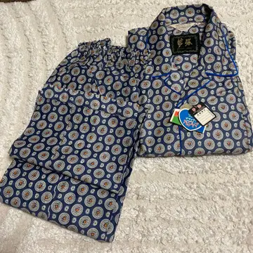 1점 레어 쇼와 레트로 몽환 신신 네이비 파자마 M 일본산 데드스탁