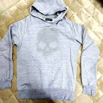 HYDROGEN 스컬 프린트 그레이 후드티