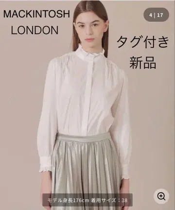 새상품 매킨토시 런던 코튼 나일론 스트레치 스탠드 카라 블라우스