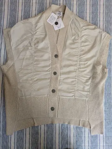 siro de labonte 베이지 니트 베스트 버튼 개더