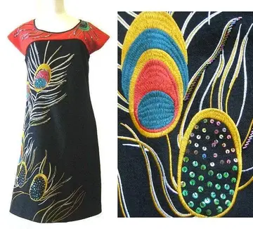 새상품 공작 패턴 원피스 M 공작 럭셔리 자수 울 소재