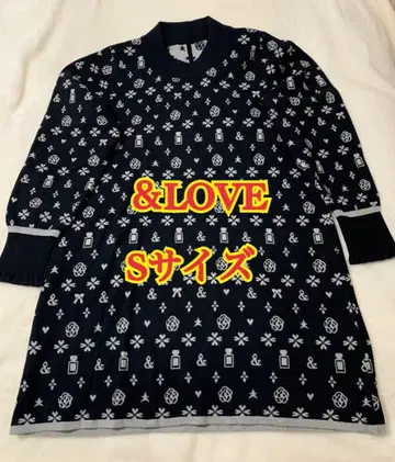 &LOVE 매일 입고 싶은 로고 아이콘 자카드 니트 튜닉 블랙 S