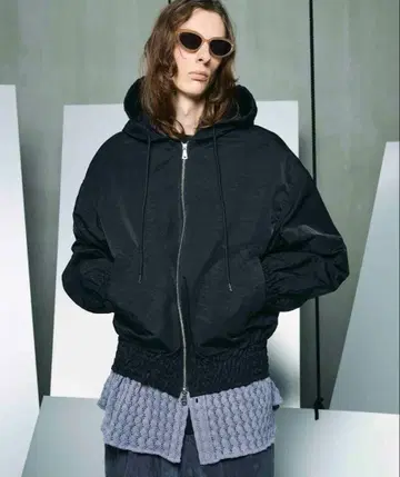 나일론 셔링 후디드 블루종 MaisonSpecial 사이즈 1 블랙