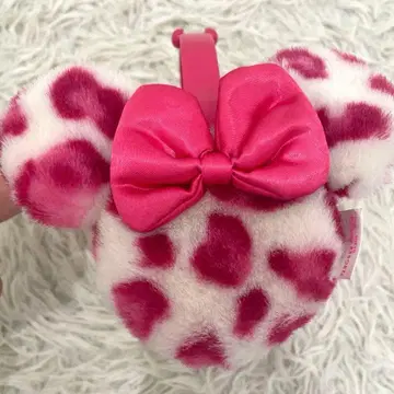 도쿄 디즈니 리조트 핑크 레오파드 무늬 귀도리