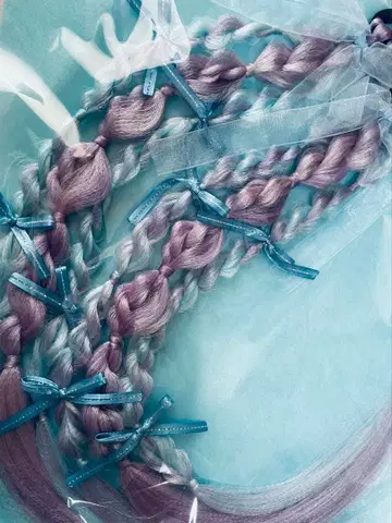 그라데이션 땋기 머리끈 세트