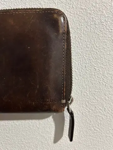 Paul Smith 다크 브라운 가죽 지퍼 장지갑