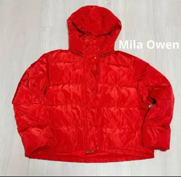 Mila Owen 후드 부착 빨간색 다운 자켓