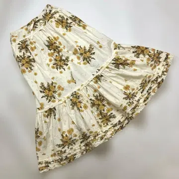 핑크하우스 미색 민들레 패턴 피코 프릴 핀턱 사용 스커트