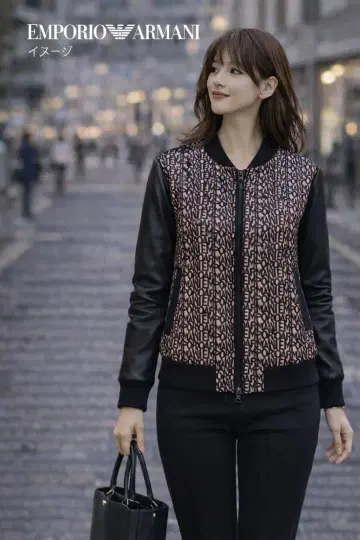 새상품급! EMPORIO ARMANI 봄버 자켓 올 패턴 가죽 자켓