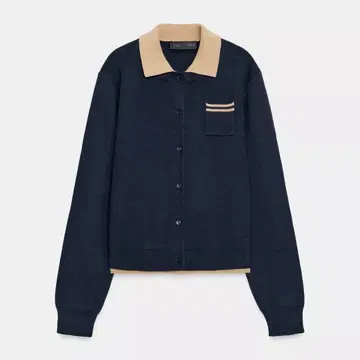 대비 더블 레이어 폴로 니트 가디건