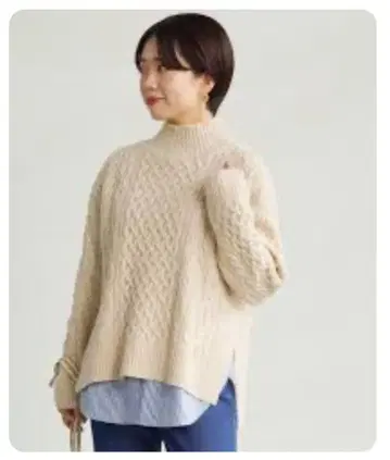 그린라벨 해밀턴 아란 하이넥 풀오버 니트