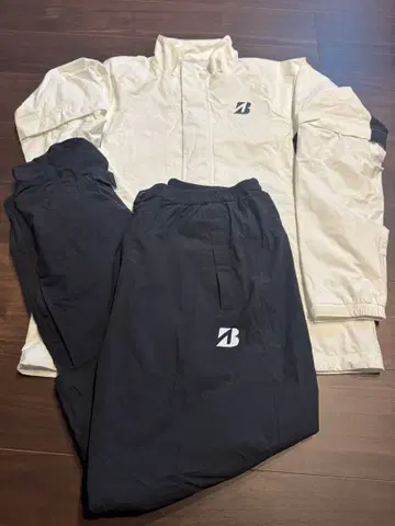 브릿지스톤 골프 스이진 우비 상하의 세트 화이트 x 블랙 L L 사이즈