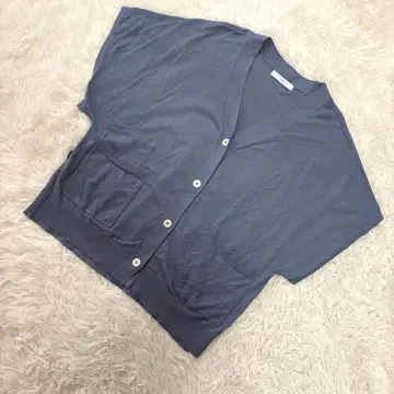 새상품급 슈카 [M] 프렌치 슬리브 가디건 레이온 혼방 깔끔한 블루 계열